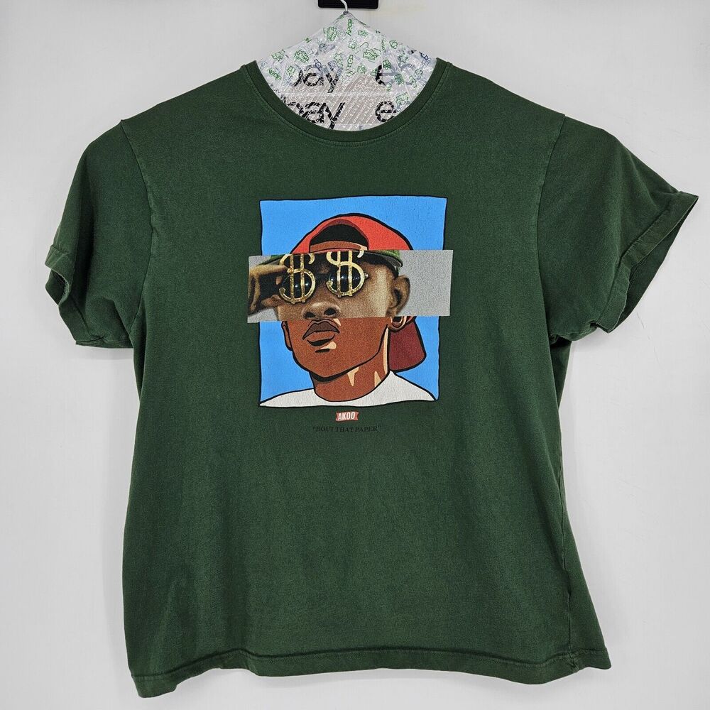 Akoo Shirt‎ Mens 3XL Green Bout That Money Graphic Rap Tee Short Sleeve